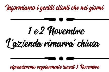 (It) Chiusura 1 e 2 Novembre 2018